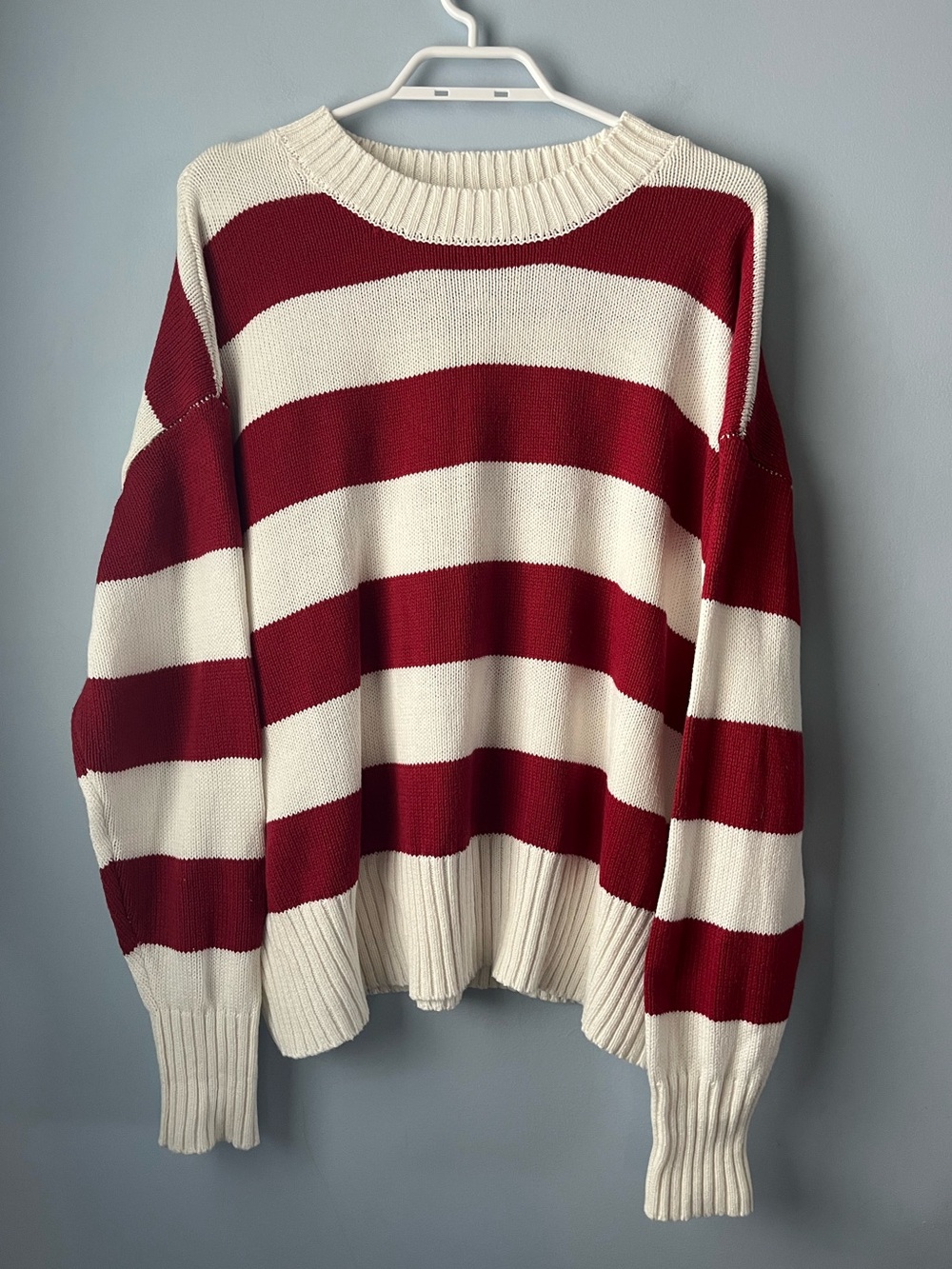 Jessica Simpson Red & White Striped Cotton Blend Knit Sweater Size M